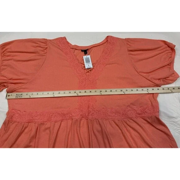 Torrid Lace Up Baby Doll Short Sleeve Top, Coral, NWT, 6X - Picture 10 of 11